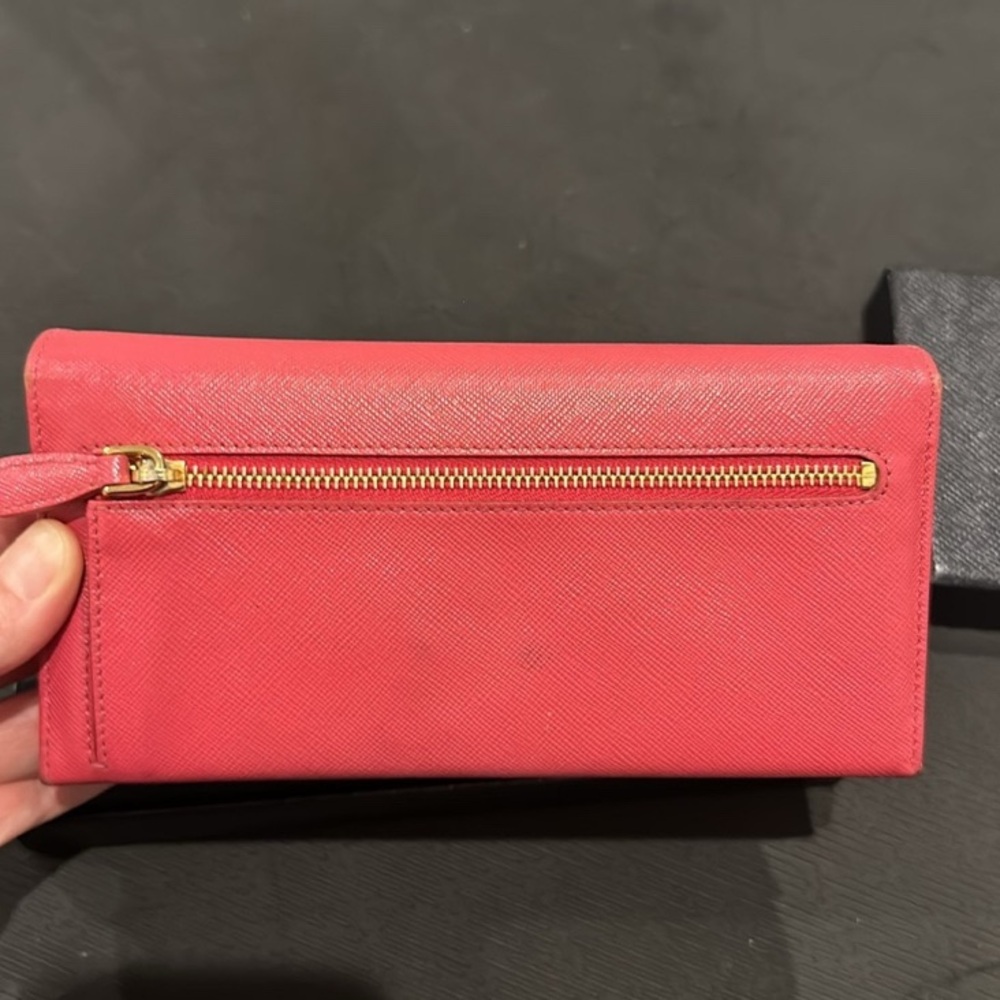 EUC Like New! Coral Pink/Peiona PRADA Saffiano Long Wallet - Picture 4 of 10